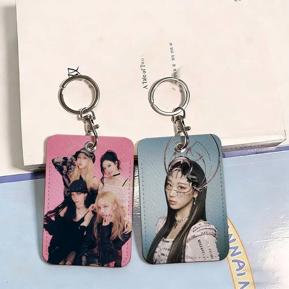 Korean Kpop Group A-Aespas Rectangle Keychain Card Holder, Badge Credit Card Holder, Student ID Card Holder, Bus Cards Cover
