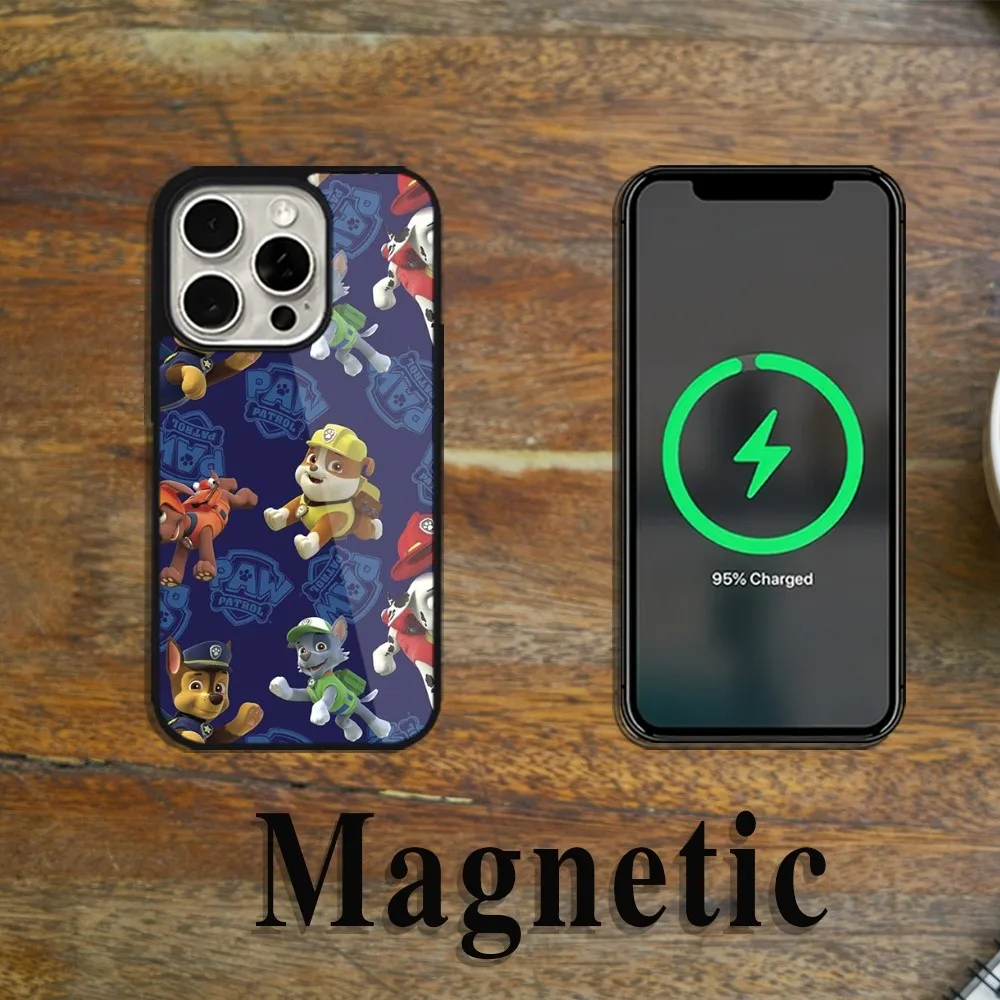 P-Paw C-Cartoon Patrol Phone Case Magsafe Magnetic For iPhone 11 12 13 14 15 Pro Max Plus Wireless Charging