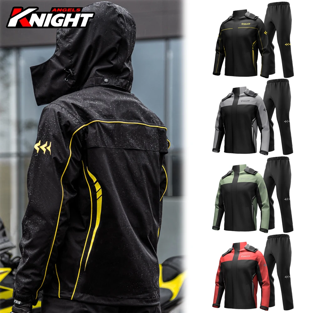 

Men's Motorbike Raincoat Suit Reflective Motorcycle Split Waterproof Jacket Lightweight Foldable Outdoor Riding Raincoat M-3XL