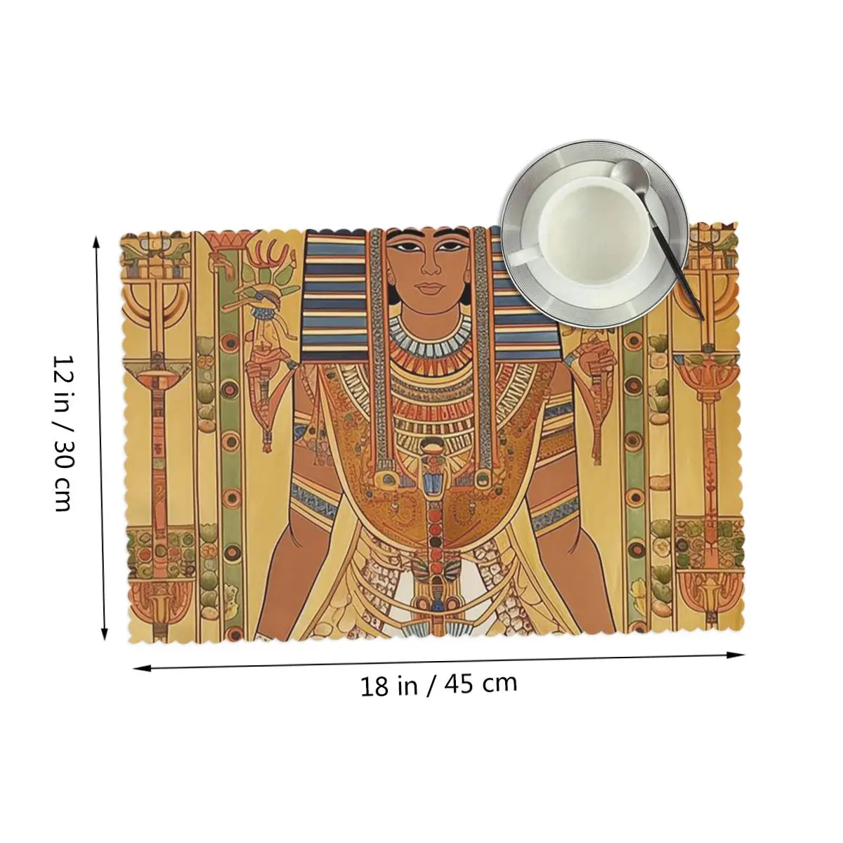 Egyptian Pharaoh With Golden Crown Illustration Placemat Heat Resistant Plate Mat for Dining Table Bowl Coaster Absorbent Mats