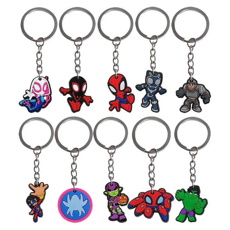 Cartoon Super‑hero PVC Rubber Keychain Charms, Bag & Key Decor Accessories, Small Kids Gifts, Party Favors