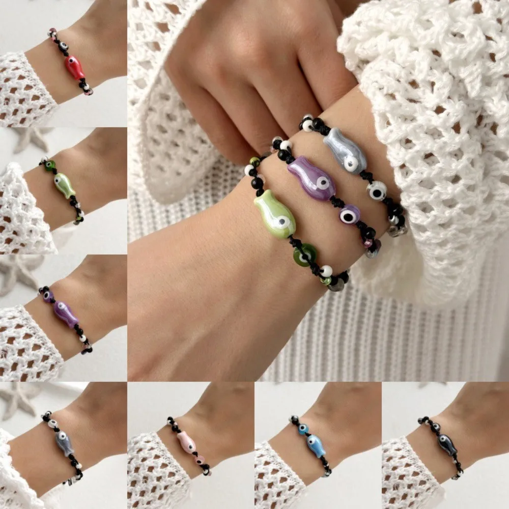 

Cartoon Fish Ceramic Gravel Rice Beaded Weaving Bracelet Women Versatile Adjustable Hand Rope Fashion Jewelry