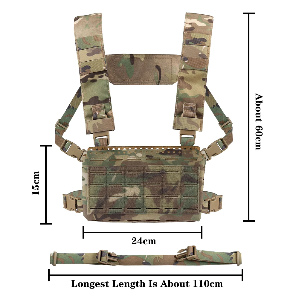 Tactical Chest Rig Vest With 5.56 Triple Elastic Mag Pouch Hunting Tactical Plate Carrier Vest Bag Front Plate Extension Kit