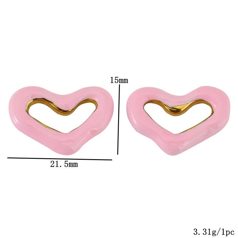 3pcs Stainless Steel Colorful Enamel Heart Charms Pendants for DIY Bracelets Jewelry Earrings Necklace Making Accessories