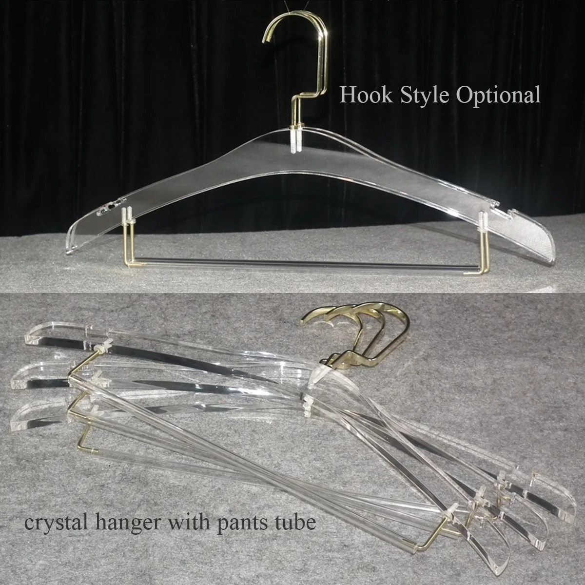 

10 Pcs Pack Transparent Acrylic Pants Hangers With Tube Wardrobe Storage Suits Clothing Hanger (Hook style optional)