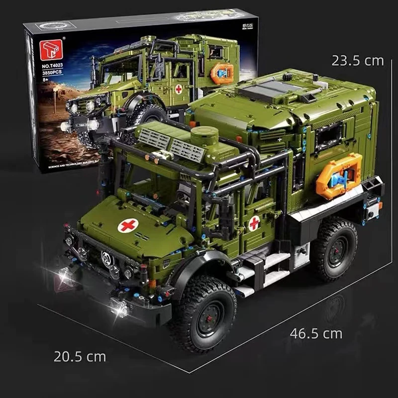 2022 New Technical Nimok Off -Road Ambulance Building Blocks Model MOC Creativity Military Rescue Car Bricks Toys for Boys Gift