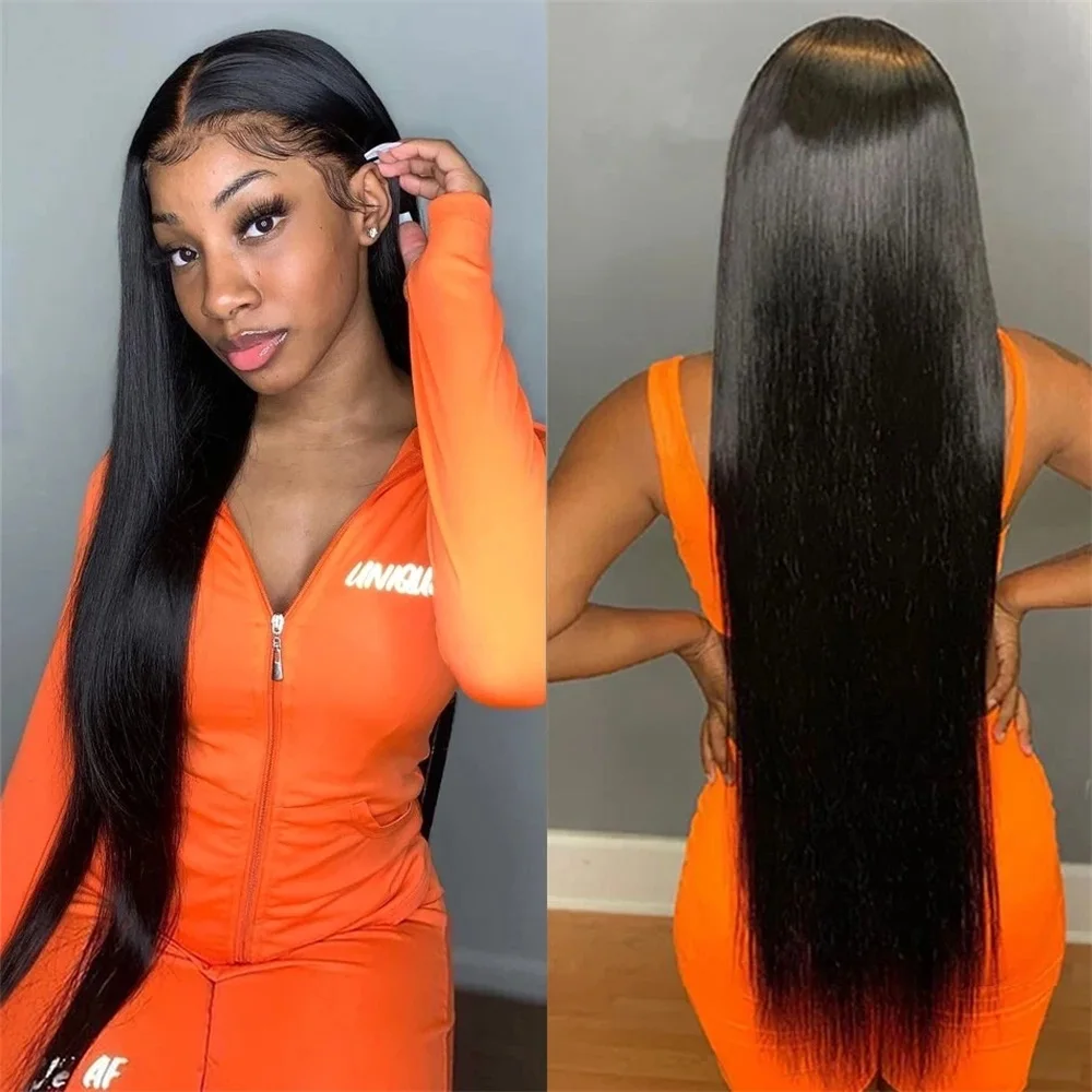 36Inch Straight Lace Front Wig Human Hair Brazilian 360 Full Lace Wigs For Women 13x6 HD Lace Frontal Human Hair Wig PrePlucked