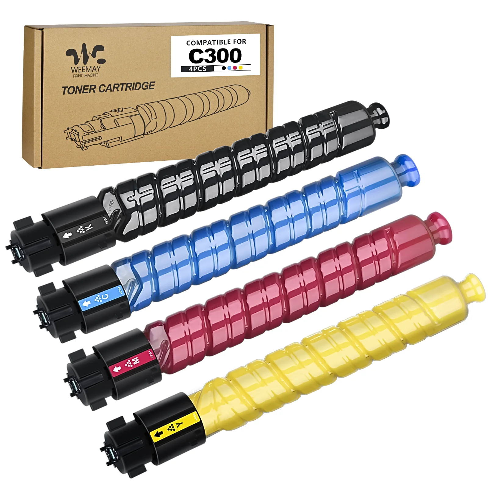 Weemay Compatible Toner Cartridge Replacement for Ricoh Aficio Savin MP C300 C400 MP C401 Printer (BK/C/M/Y)