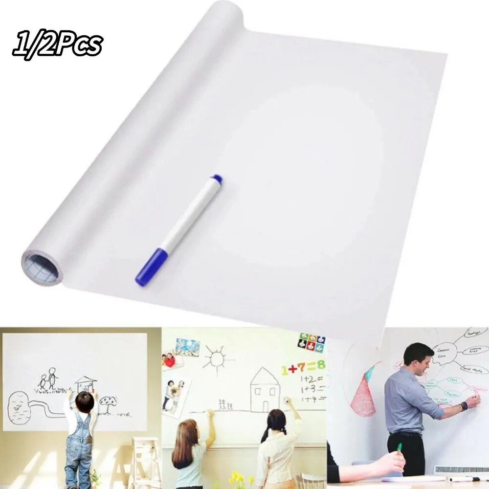 1/2 قطعة ملصق سبورة قابل للمسح بولي كلوريد الفينيل ملصق جداري للتعليم المبكر جرافيتي سبورة بيضاء ناعمة جدار الفيلم