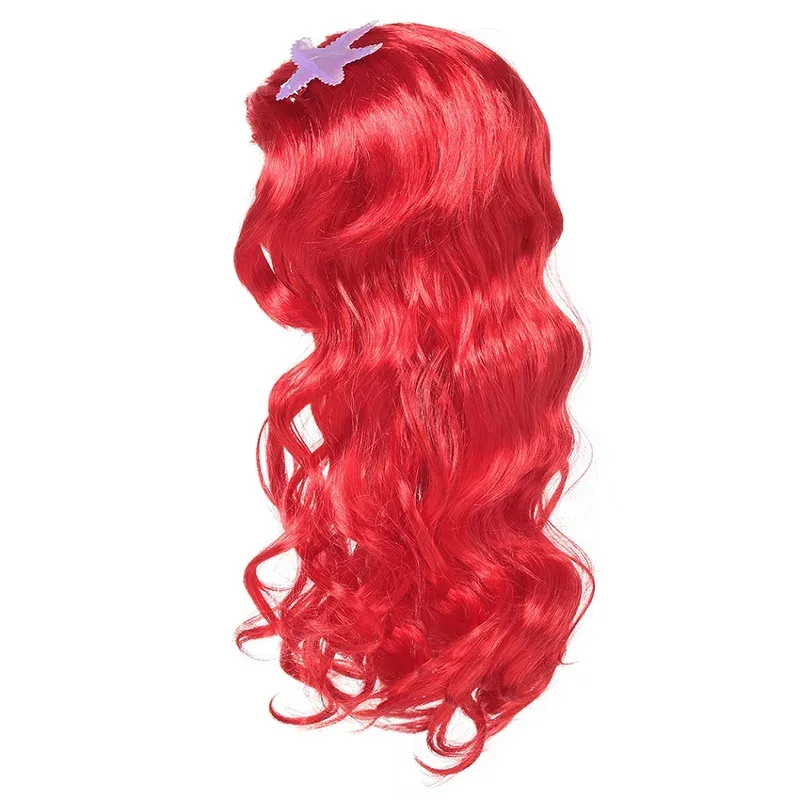 Girl Princess Cosplay Wig Children Mermaid Wig Princess Hair Accessories Carnival Party Wig Princess Dress Accessories Matching