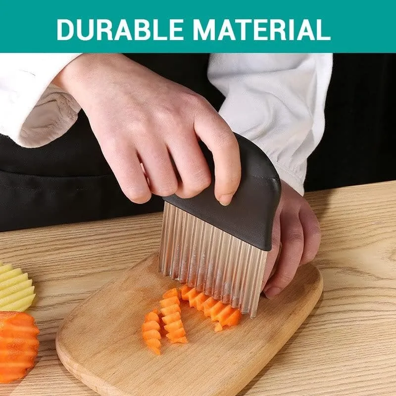 2 Pcs Stainless Steel Crinkle Cutter Kitchen Upgraded Safety French Fry Chip Cutter Efficient Food Prep Tool for Quick Meal Ingredients image 6