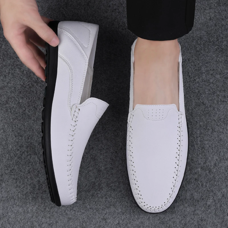 Men\'s casual leather shoes four seasons plus size anti slip business leather shoes fashion versatile tide party driving shoes