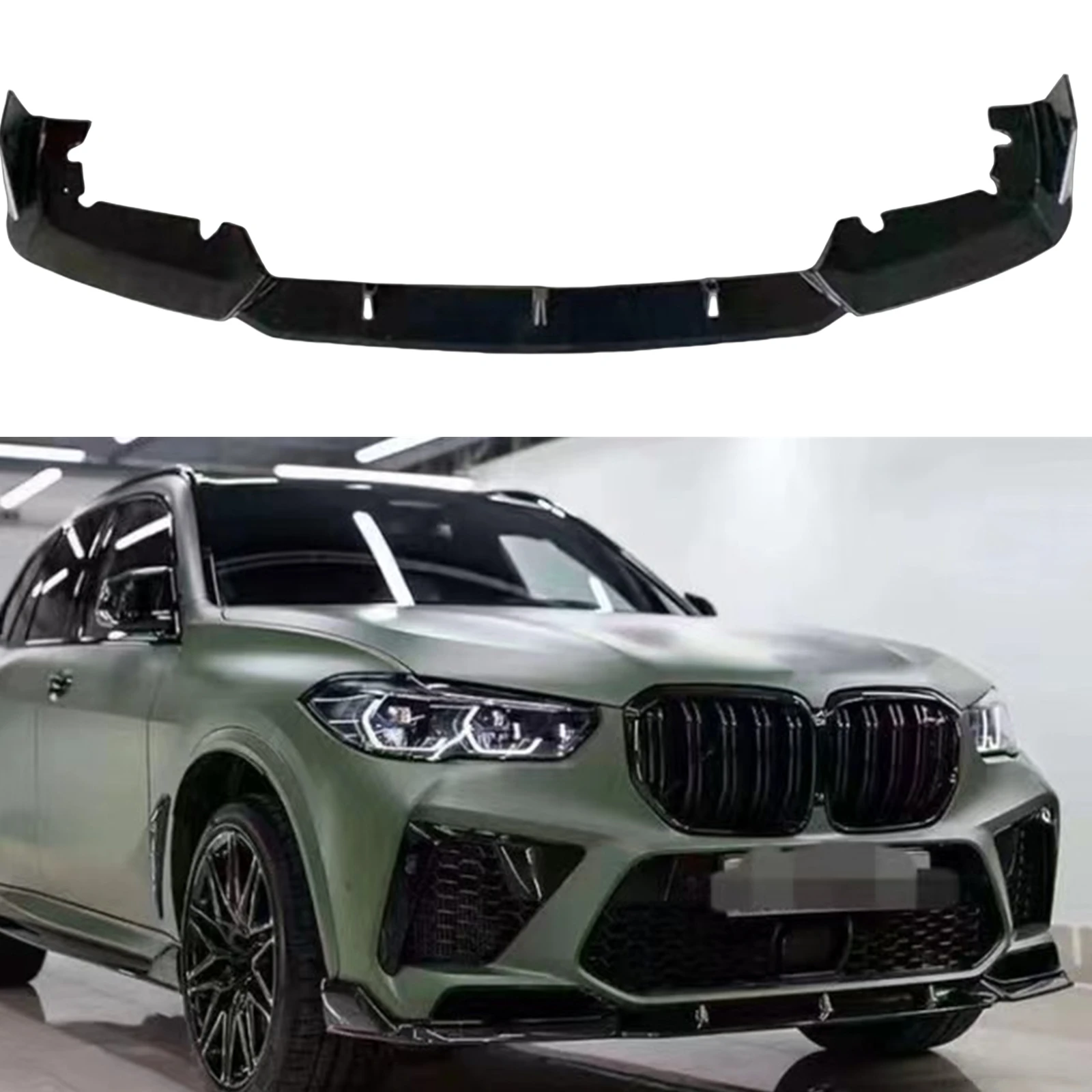 

Передний бампер для BMW X5 X5M F95 2020-2021, спойлер, блеск для губ, черный нижний корпус, сплиттер, защитный комплект, лезвие