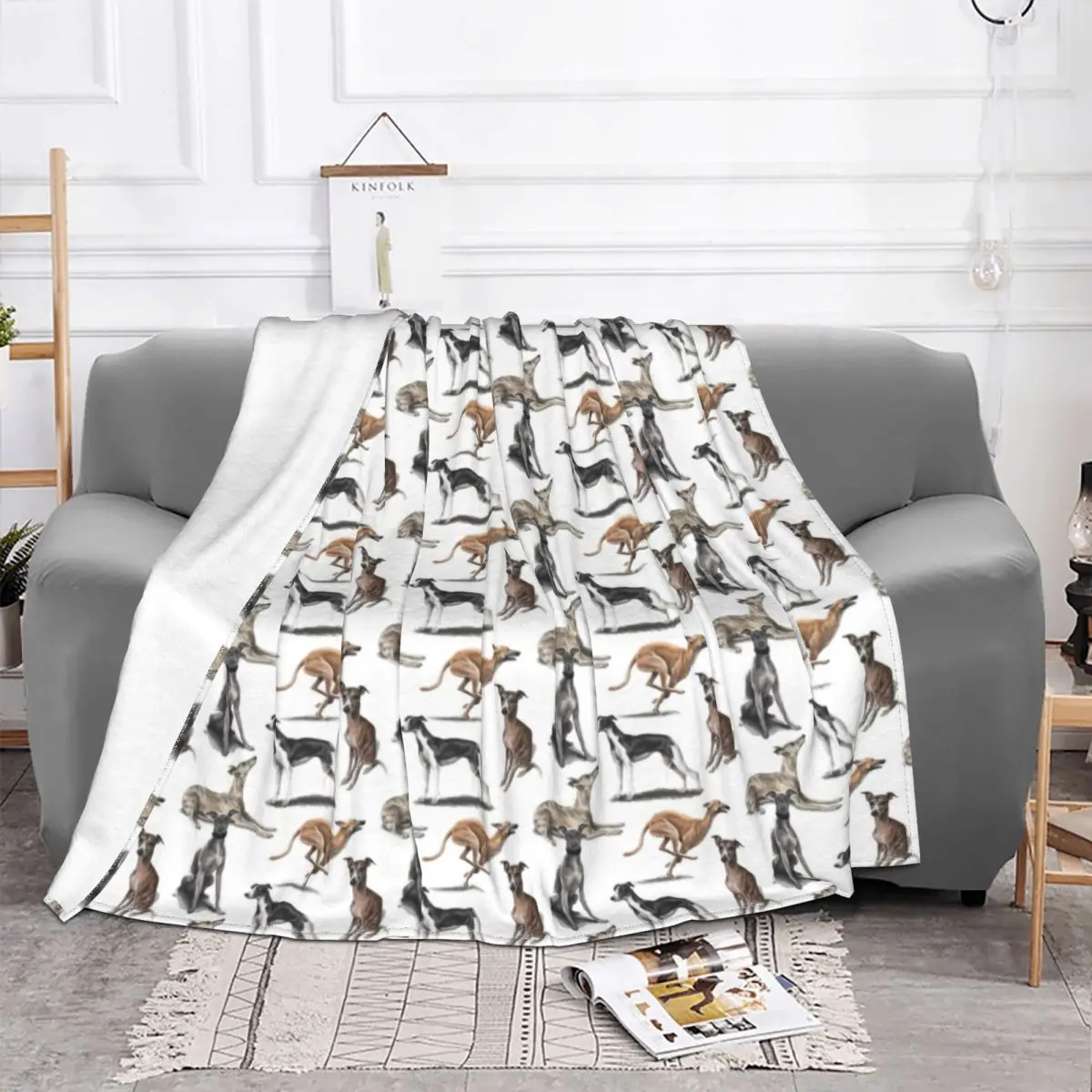 The Whippet Blanket Soft Flannel Fleece Warm Greyhound Sighthound Dog Throw Blankets for Office Bedding Couch Bedspreads