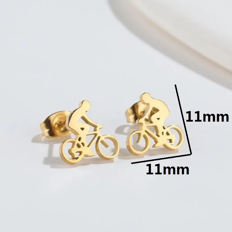 Tiny Bike Bicycle Earrings for Women Fashion Silver Color Fitness Sport Stud Earrings Piercing Ear Jewelry Gift Friends