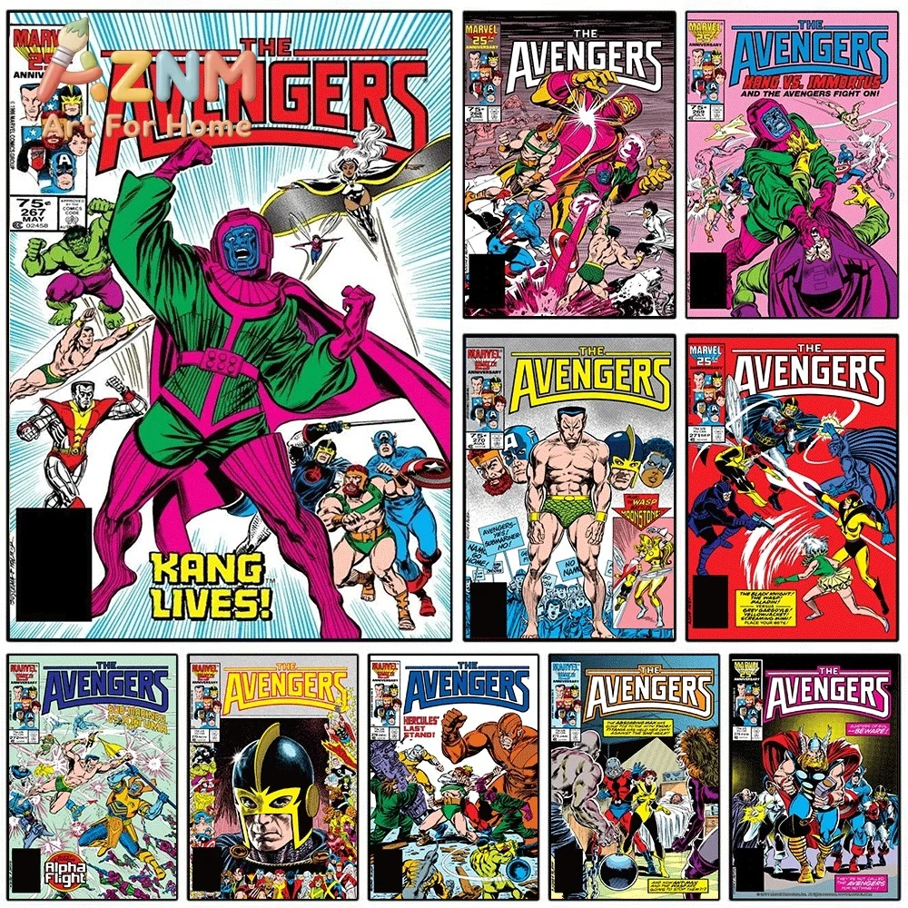 AZNM The Avengers #267 Kang Lives Comic Canvas Wall Art No Frame Vintage Superhero Comic Print Poster For Home Wall Decor