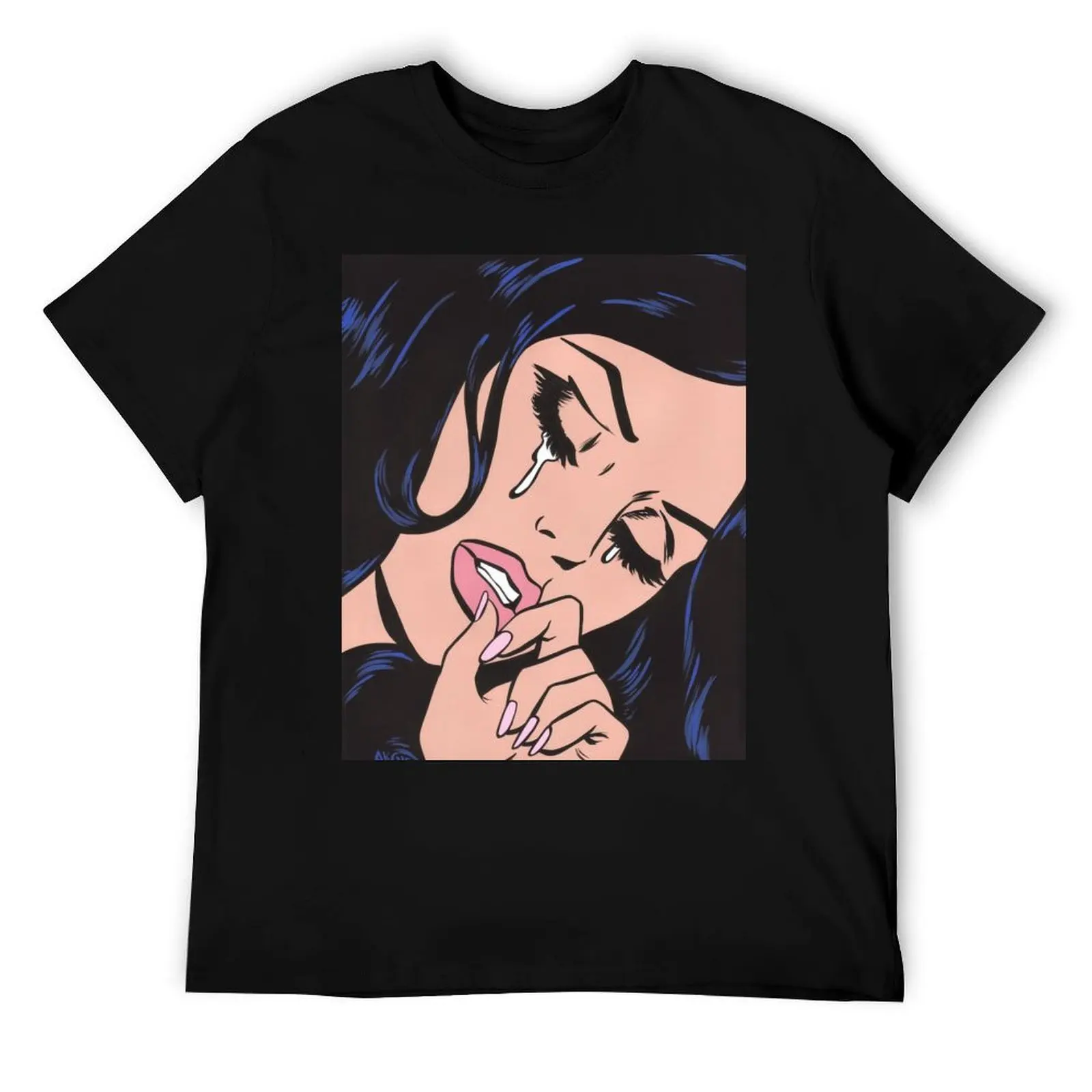 

Black Hair Crying Comic Girl T-Shirt essential t shirt t shirts for man cotton T-Shirt