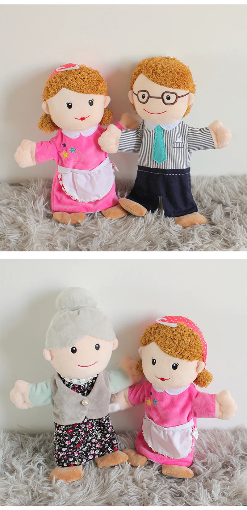 Familie Weiche Stofftier Puppe Papa Mama Bruder Schwester Cosplay Plüsch Puppe Pädagogisches Baby Spielzeug Kawaii Hand Finger Puppe – Detail 9
