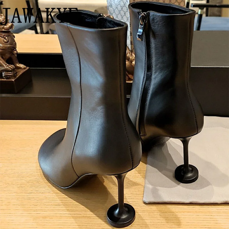 Runway Five fingered Boots Genuine Leather Women Strange Heel Zip Ankle Boots T Show Fashion Female Shoes women's Boots mujer