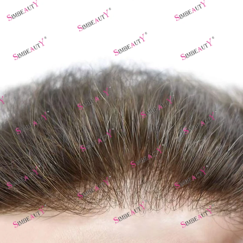 

Hot #440 Grey Blonde Human Hair Men Toupee Super Natural Hairline 0.03mm Vlooped Skin Base Male Wigs Prosthesis Capillary System