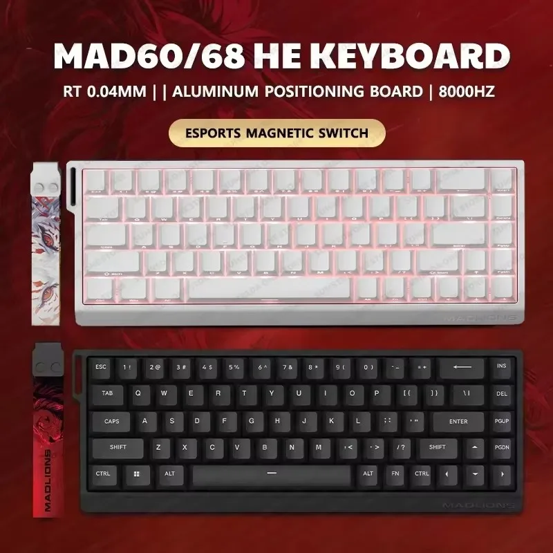 MADLIONS Mad60 Mad68 HE 기계식 키보드, 마그네틱 스위치, Madcatz Mad60he 유선 게임 키보드, 빠른 트리거 커스텀 키보드