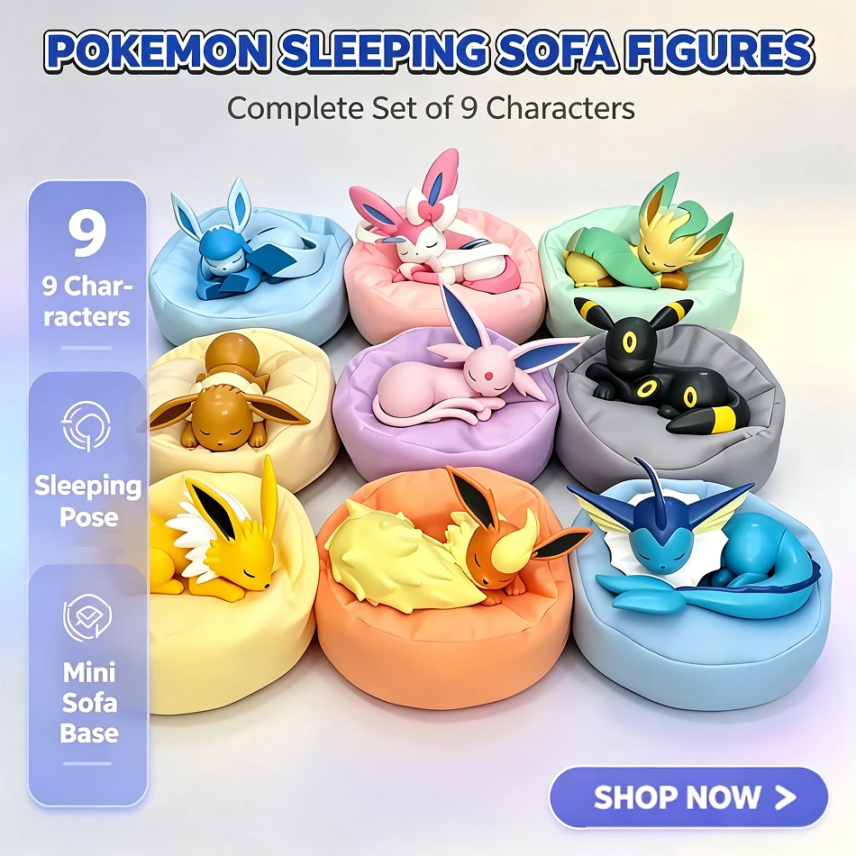 9-teiliges Set Anime Pokémon Eevee Figur Blindbox Spielzeug Multi-Form-Serie PVC Sammlermodell Tischdekoration Geburtstags-Weihnachtsgeschenk