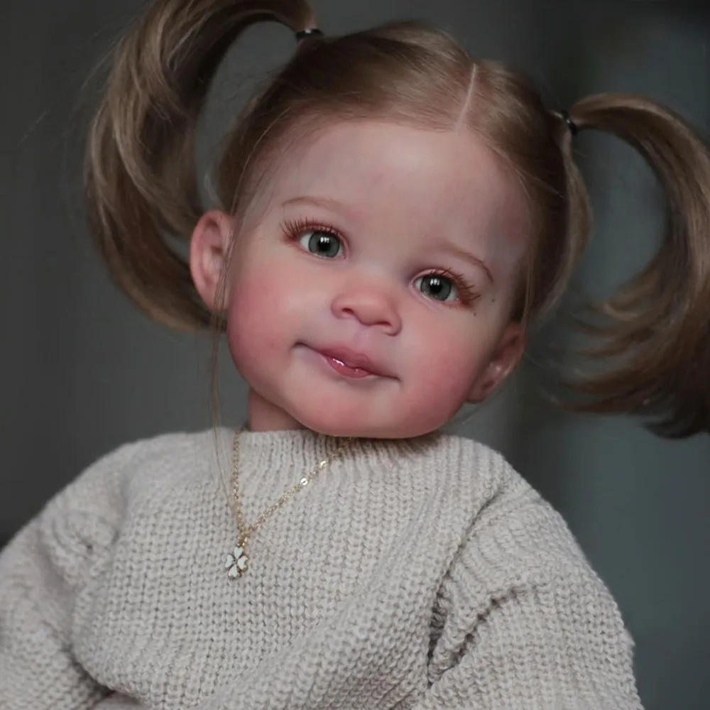 30inch Reborn Baby Doll Hand-Painted Toddler Girl w/ Rooted Hair Cloth Body Gift