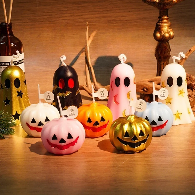 Halloween-Kürbis-Geist-Duftkerzen, kreative Aromatherapie, dekorative Geschenke für Festivals, gruselige Heim-Party-Dekoration, 3D-Kerze