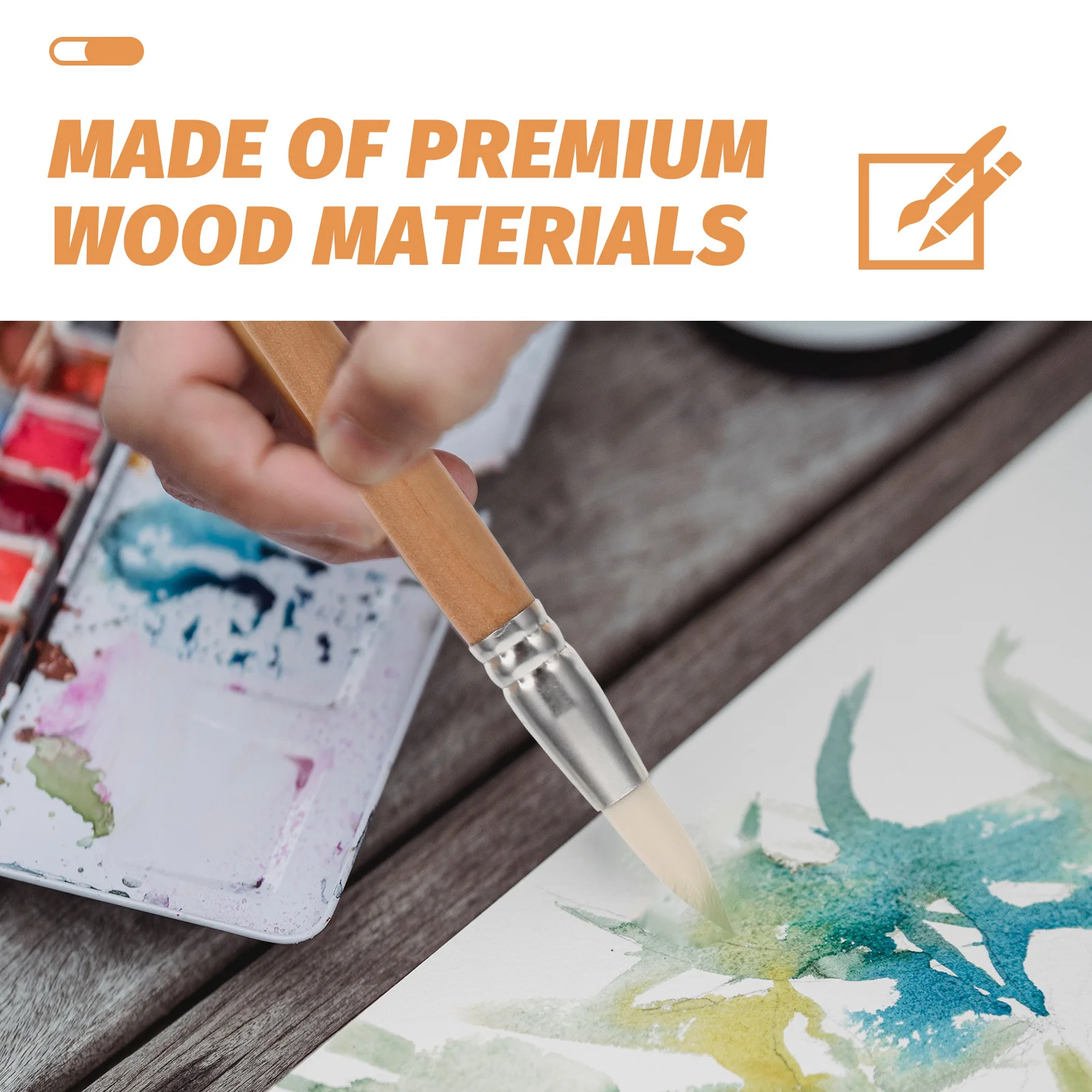 

6pcs Short Handle Painting Brush Set Wooden For Watercolor Oil Gouache Travel Classroom Home Art Tools Drawing Craft Clay