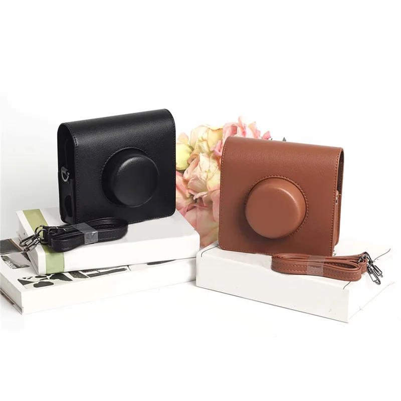 حقيبة كاميرا ريترو حافظة واقية من جلد البولي يوريثان مع حزام كتف لـ Instax WIDE Evo-AB01