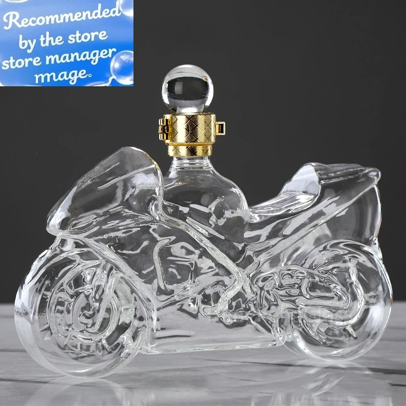 

Винтажный графин для виски в форме мотоцикла, 750 мл, стеклянная бутылка для спирта, уникальные украшения для ликера и вечеринки для ликера