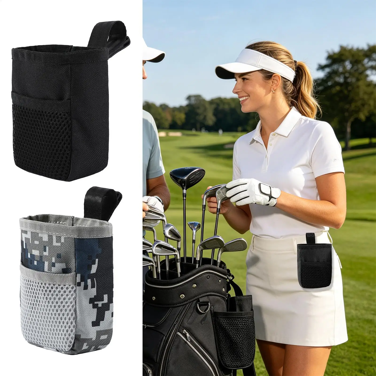 Golf Ball Bag With Hook Portable Holder Golf Accessories Bag Ball Organizer For Men Women Dad Golfer Club Cart Travel Outdoor