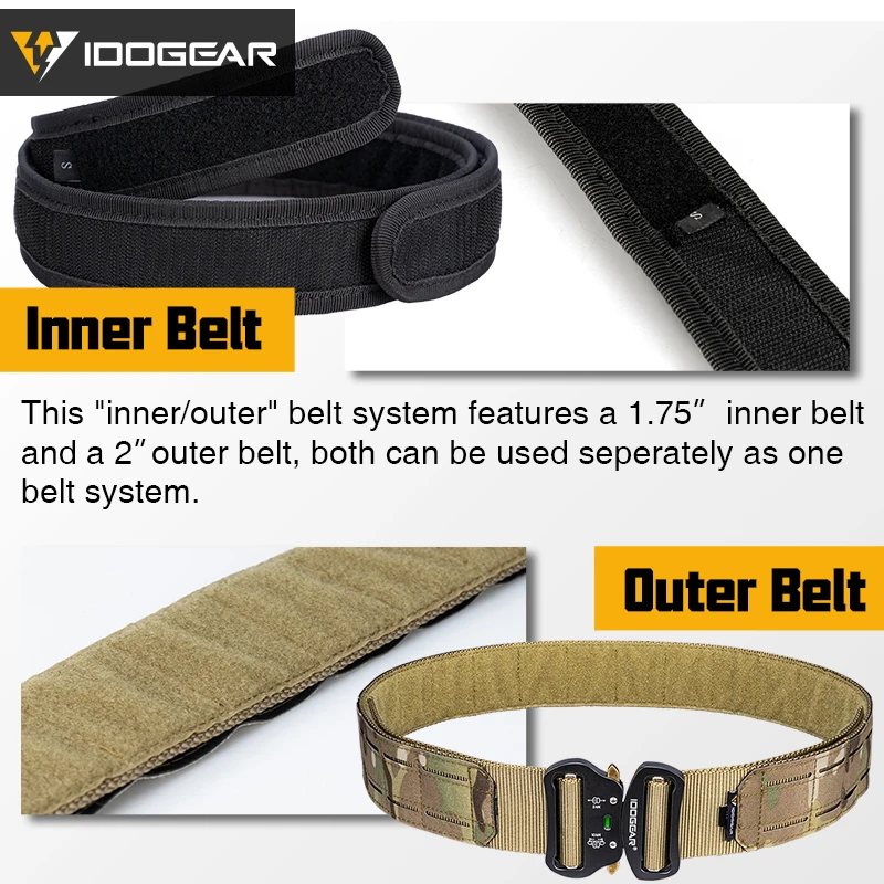 IDOGEAR 2 Zoll Taktischer Gürtel mit 1,75 Zoll Innengürtel Schnellverschluss Metallschnalle MOLLE Lasergeschnittene Herrengürtel 3415 – Detail 13