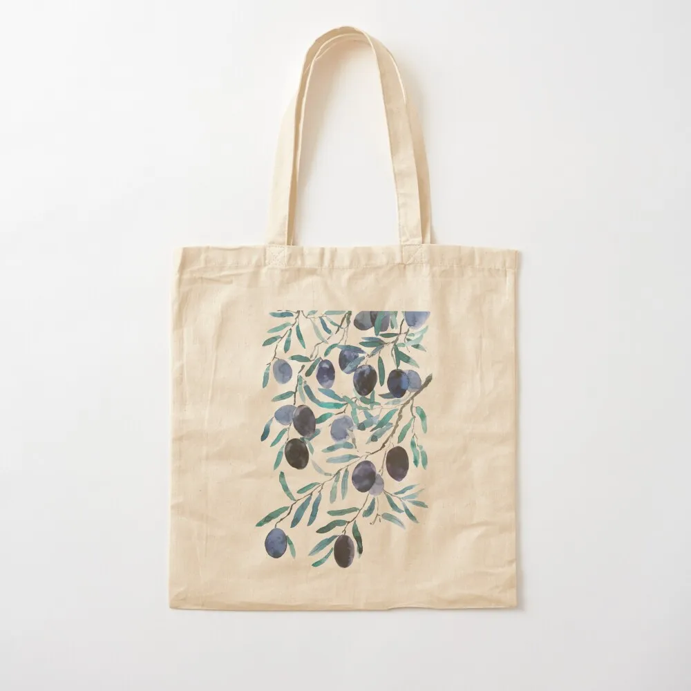 hand painted black olive watercolor Tote Bag canvas shopping bag tote bag screen Canvas Tote