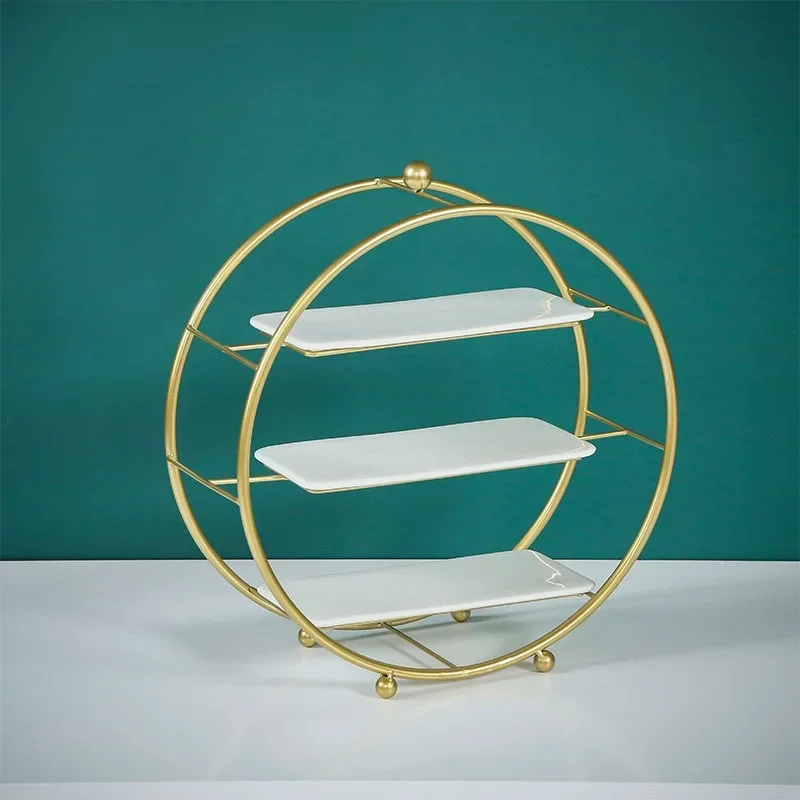Golden wedding dessert table ornament European cake rack wedding props lace cake plate wrought iron snack rack