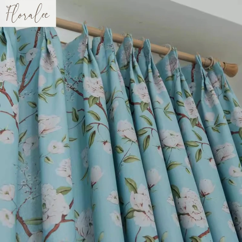 Korean Pastoral Ink Style Printed Blackout Curtains for Living Room Bedroom Children's Room Dining Room Custom Window Screen