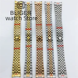 BLIGER 20mm 904L Solid Stainless Steel Watch Strap Silver Gold Rose Gold Bracelet Folding Table Buckle Jubilee Bracelet