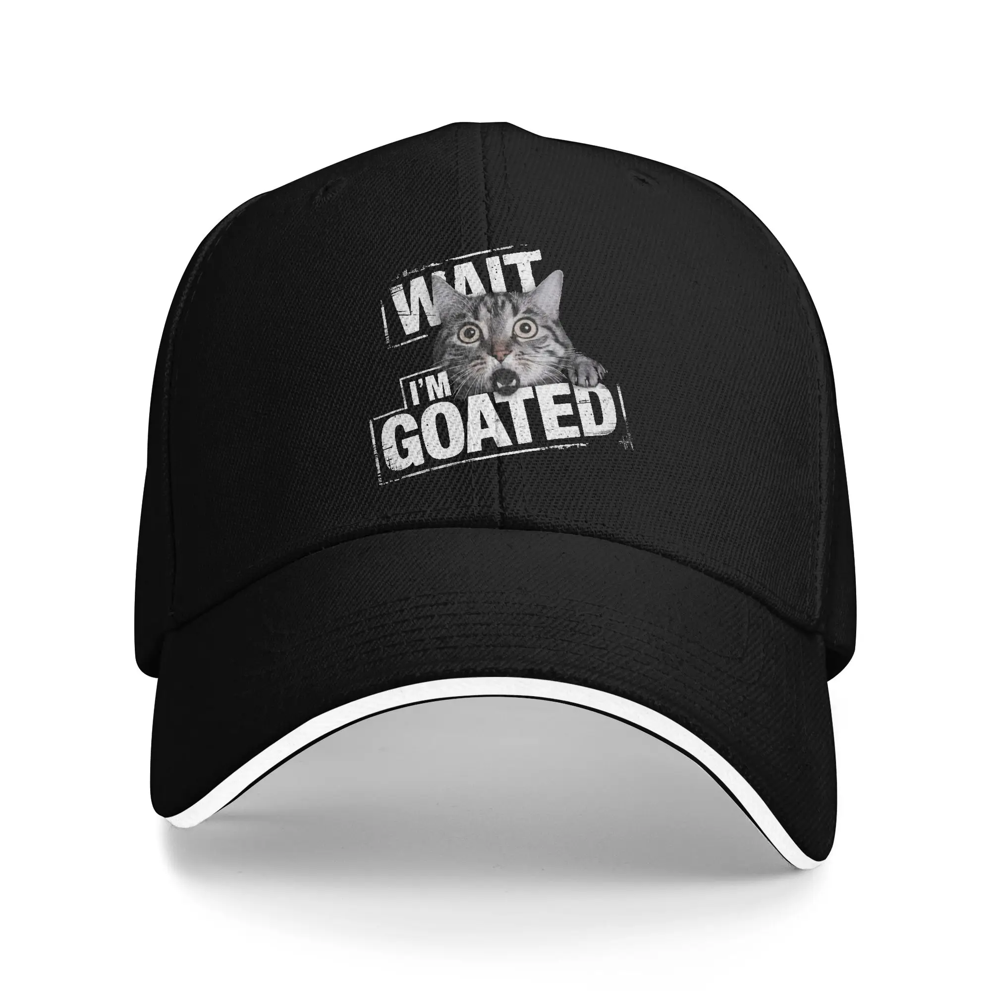 Wait I'M Goated Funny Meme Outfit Men Women Baseball Caps  Trucker Hat Unique Design Daily Headwear Adjustable Fit Sun Cap