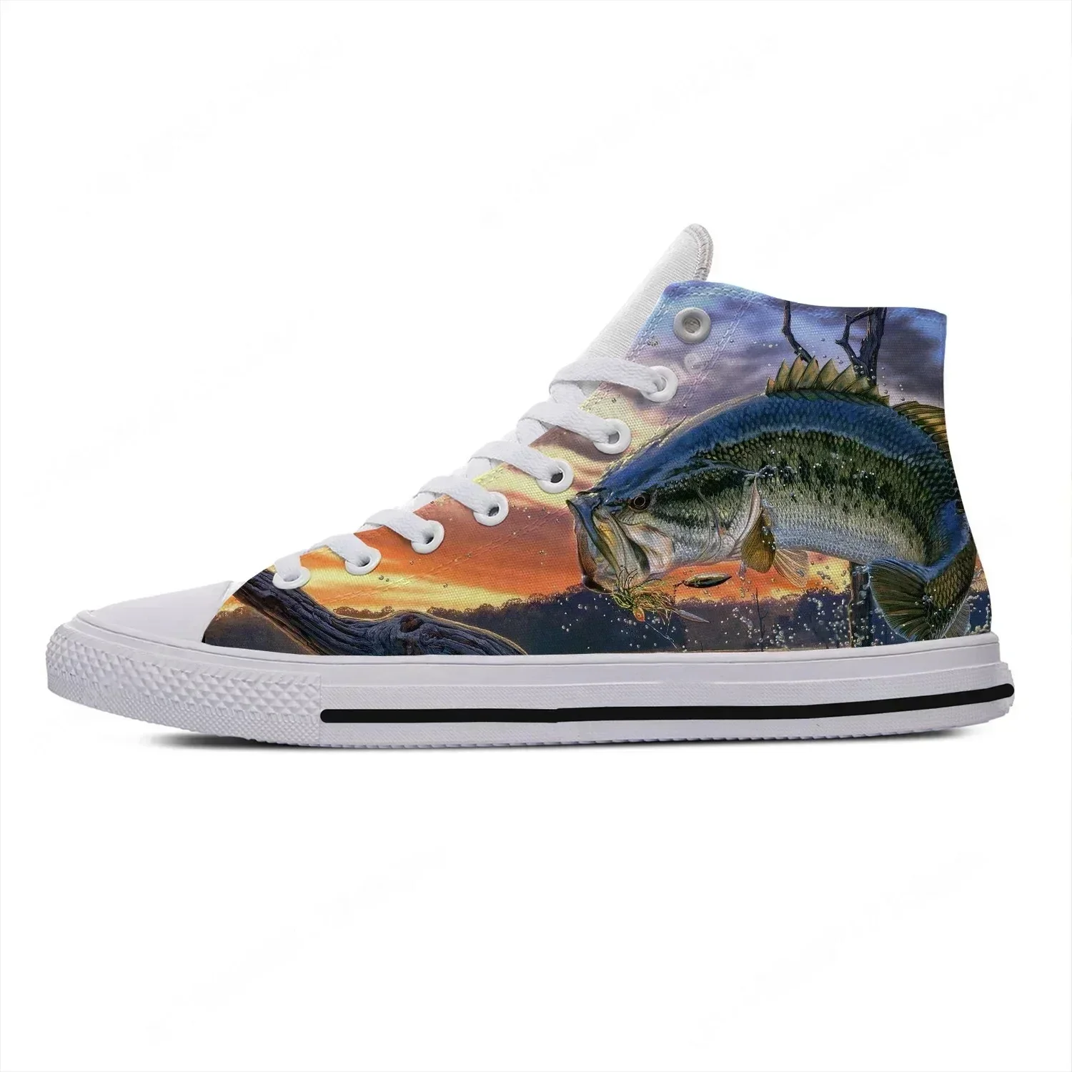 Fishing Animal High Top Sneakers Mens Womens Teenager Hot Fashion Casual Shoes Canvas Running Shoes 3D Print  Lightweight shoe