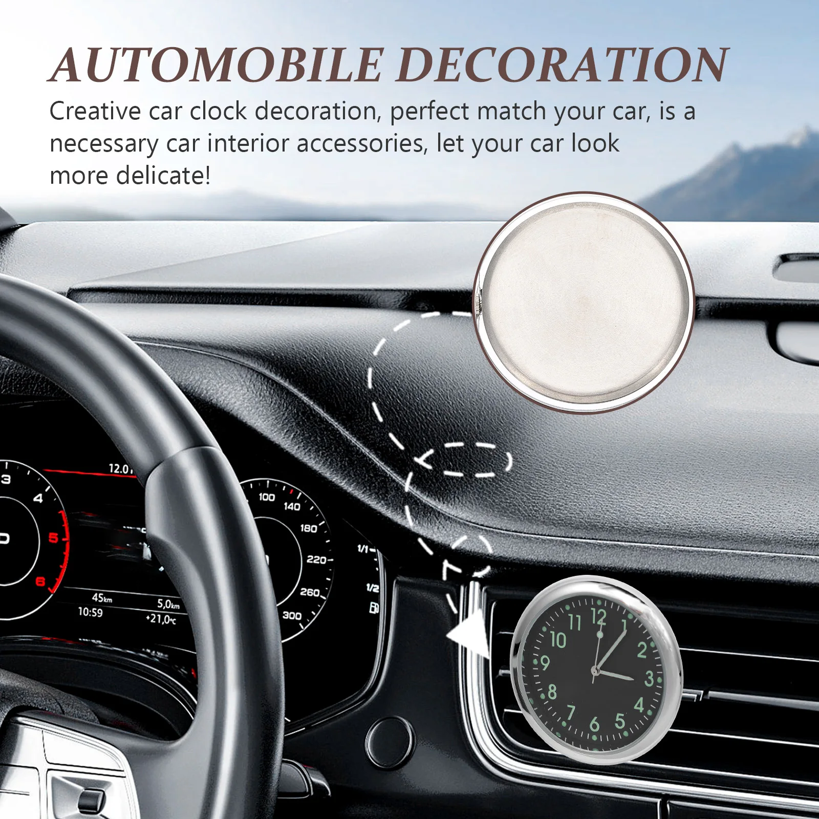 Reloj Digital para salpicadero, relojes de Metal, decoración, relojes pequeños electrónicos para Interior de coche, larga vida útil, fácil de instalar, piezas de coche