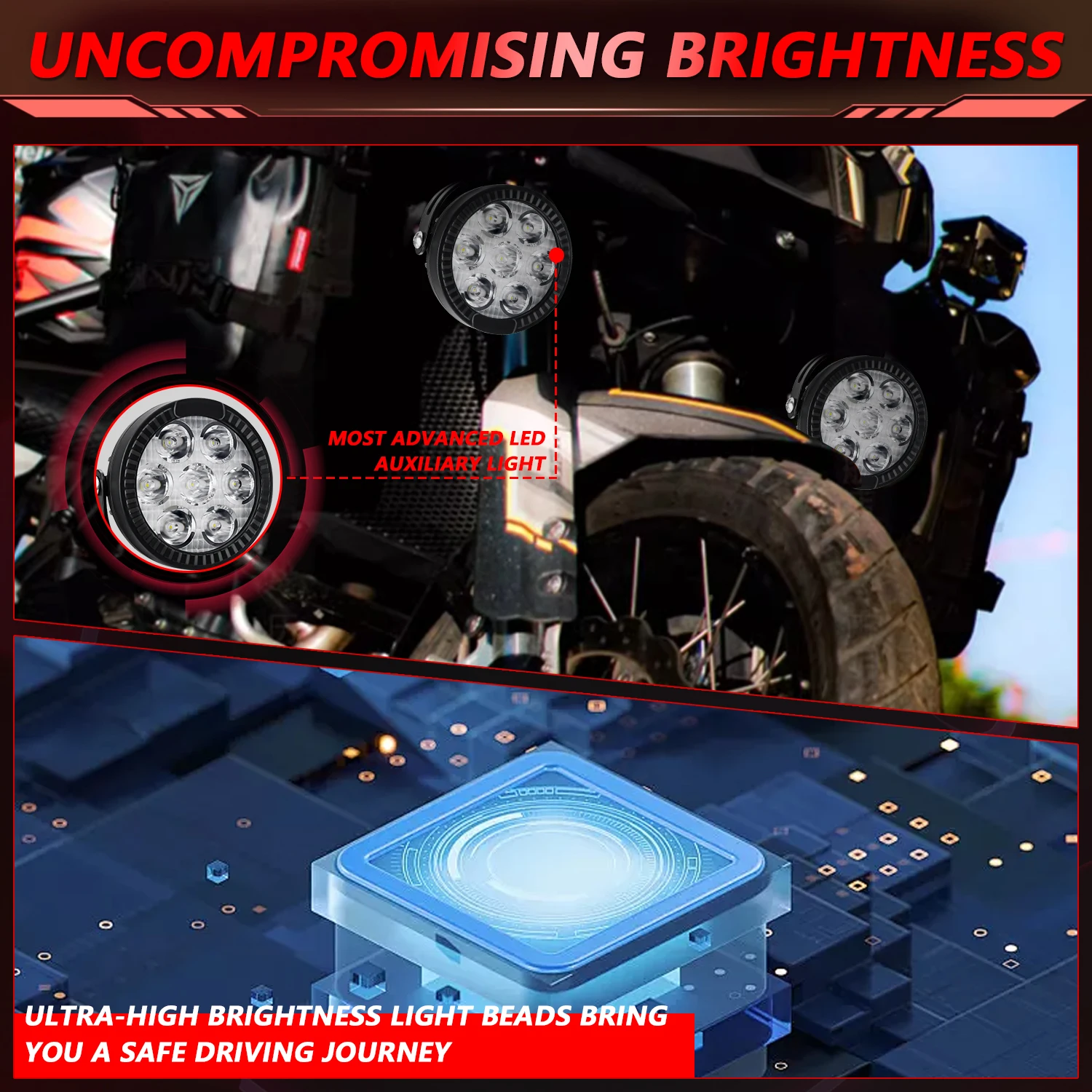 MONDEVIEW 2pcs E27 4.5-inch circular 7-bead high-power work light 6000K 10000LM 280W suitable for off-road vehicle Jeeps SUV ATV