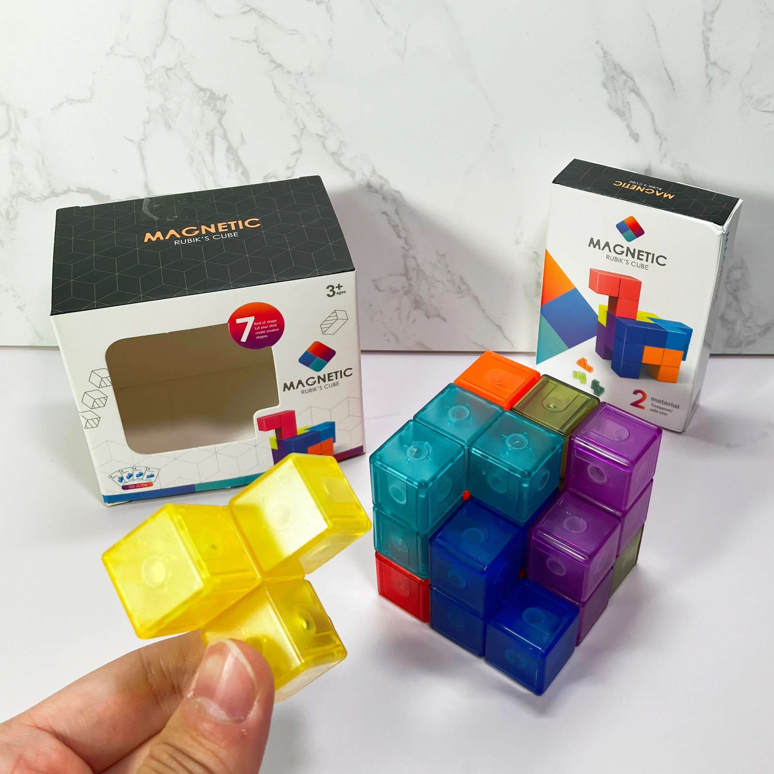 DIY Magnetische Kubus Bouwstenen 3D Magneet Tegel 7 Stuks Set Puzzel Speed Cube 54 stks Gids Kaarten Intelligentie Speelgoed voor Kinderen