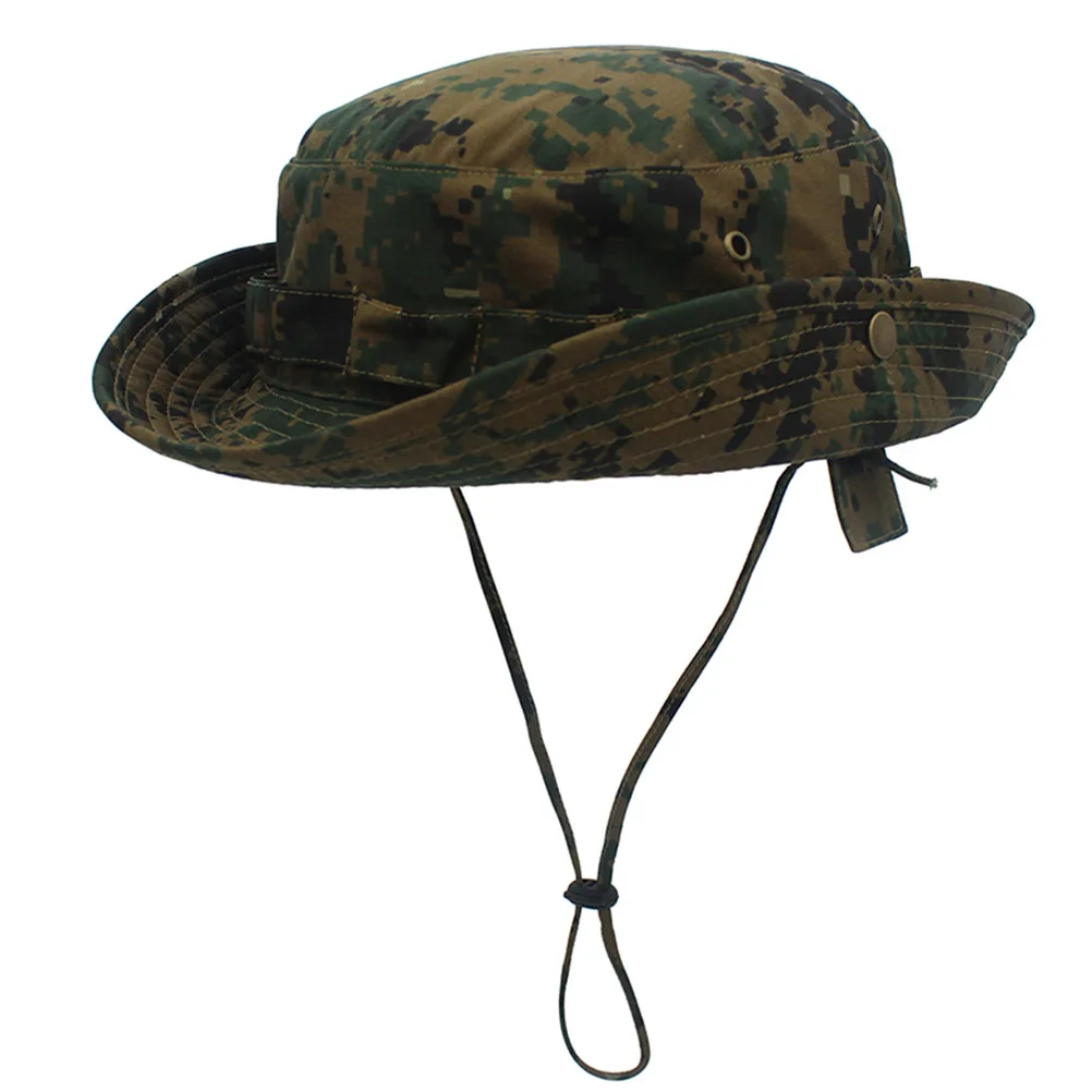 

Camouflage Bucket Hat Sun Protection Adjustable Chin Strap Tear Proof Boonie Hat for Fishing Hunting Hiking Gardening Outdoor