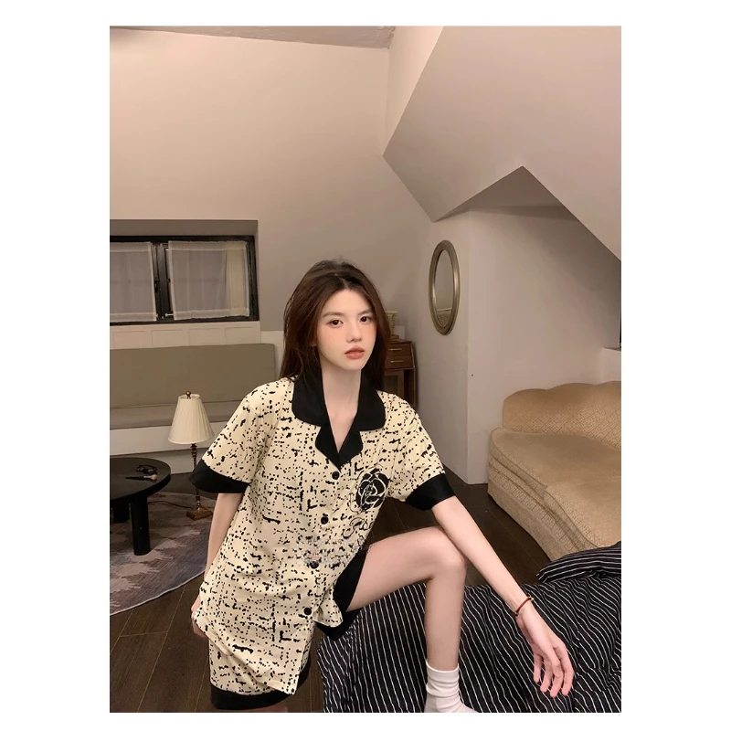 Women's New Pajamas Three-Piece Female Summer Short-Sleeved Loose Korean Version Of The Students Large Size Home Wear Pajamas