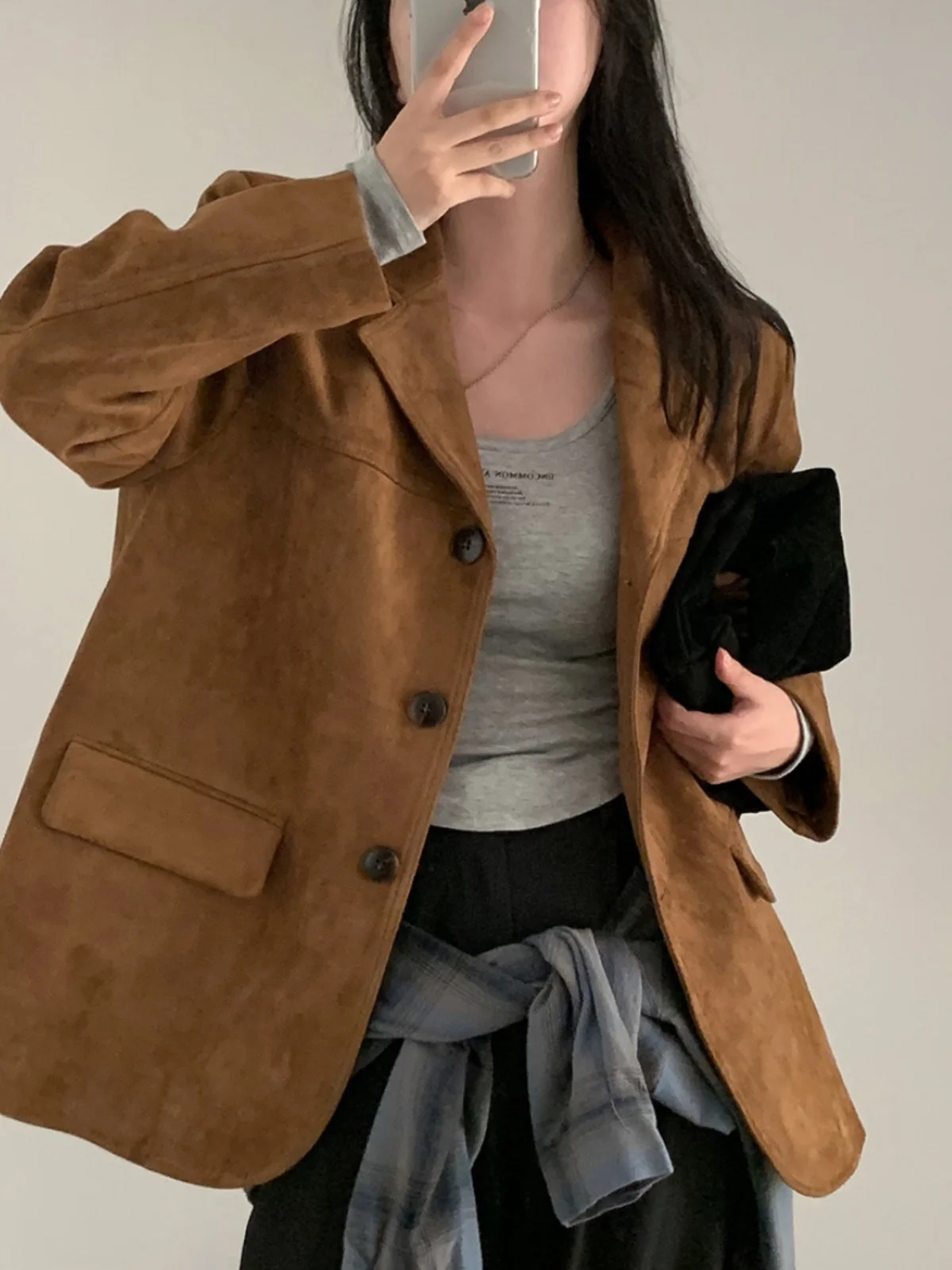 Ele Vintage Sle Women's Suit Jaet in Merlot Color Series Single Button Design Double ket Classic Lapel Top