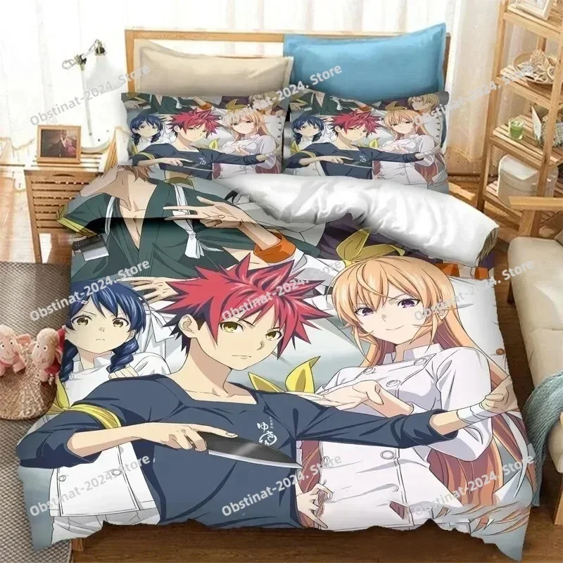 

3D Anime Food Wars! Shokugeki no Soma Bedding Set Printed single Comforter Duvet Cover Pillow Case 3 Pieces Sets Kids Adult Size