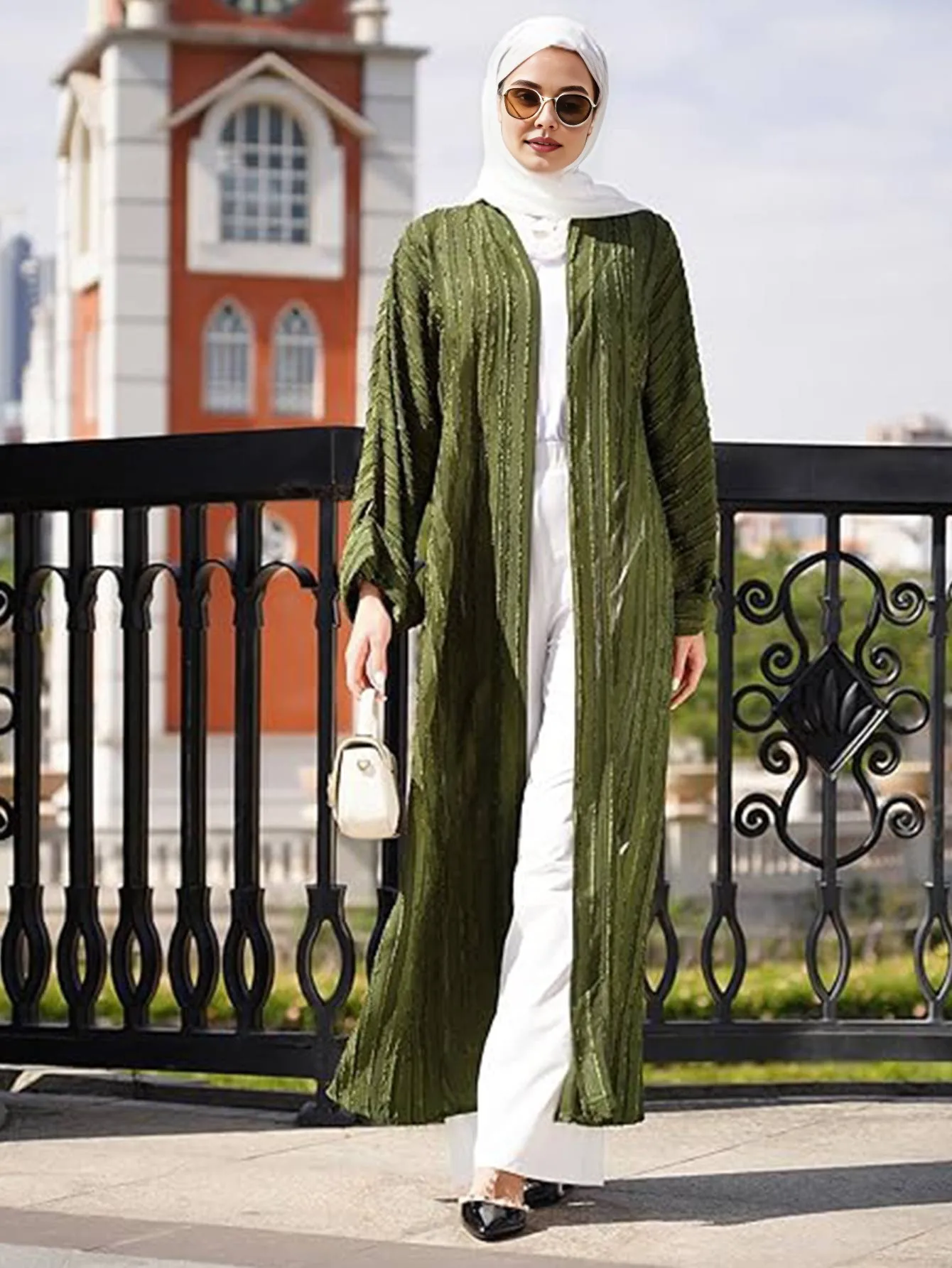 

Новое модное мусульманское платье 2026 года для женщин: Абайя, кимоно, кардиган, роба. Дубай, Ближний Восток, Саудовская Аравия. Ид, Кебая, Джалабия, Кимоно.