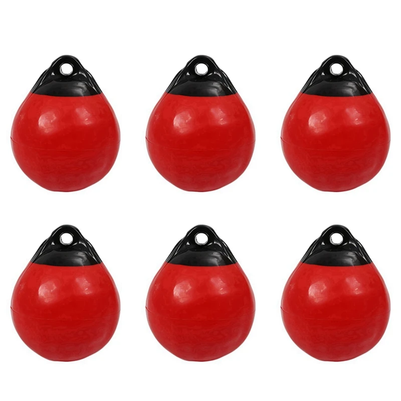 

6X Heavy Duty PVC Boat Fender Ball Round Anchor Buoy Dock Bumper Ball Inflatable Protection Marine Mooring Buoy Red