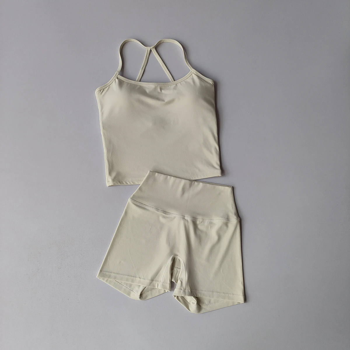Langes Trägerloses Top-Set Yoga Gym Set Nahtloser Rückenfreier Sport-BH Tops Tanktop Hüftlift-Leggings Gym-Shorts-Sets Sportset – Detail 16