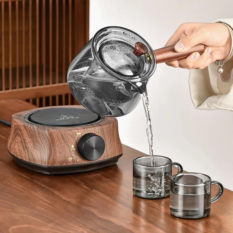 Portable Electric Tea Kettle, Ceramic Hob Travel Kettle, Small Stainless Pot for Camping, Outdoor Tea Maker with Auto Shut-Off